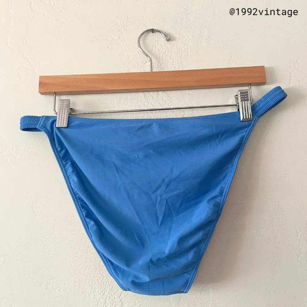 NWT Madewell Scrunchy Strap Mid-Rise Bikini Set Ornamental Blue | Size L - Picture 4 of 7